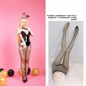 Sensual Rabbit Girl Cosplay Suit Vinyl Leather Catsuit Maaya Sakura Maid Uniform Womens Jumpsuit Luxury All Seasons Thin Polyester