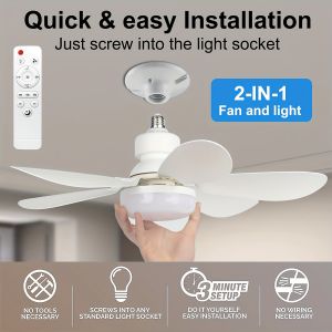 40W LED Ceiling Fan Light Remote 3 Speed Silent 3 Color Dimmable Tool Free Install For Bedroom Living Room Kitchen Garage Office