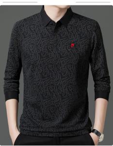 เสื้อยืด POLO แขนยาวบางสำหรับผู้ชาย Pierre Cardin ฤดูใบไม้ผลิและฤดูใบไม้ร่วง ทรงหลวมสบาย ๆ สำหรับผู้ชายวัยกลางคน