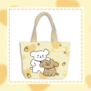 Birthday Canvas Handbag Childrens Party Favor Bag Classmates Gift Ten Years Old Girls School Bag Cartoon Print Soft Shoulder Bag