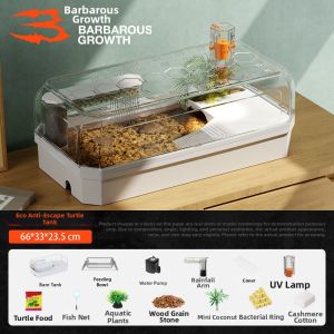 Tailwise | Eco-friendly Decorative Turtle Tank with Basking Platform and Filter