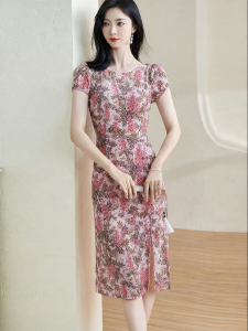 Misoshine | Summer Elegant Printed Silk Chiffon Dress
