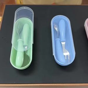 AODUOYAYA Baby Spoon Fork Set with Case Stainless Steel Training Spoon for Kids Portable Feeding Tableware Set