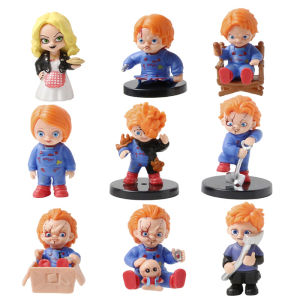 Herocross | 9Pcs/Set Chucky Childs Play Series Halloween Toys Vinyl Action Figure Doll Toys Model Ornament Kids Christmas Gift