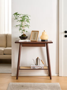 New Chinese Style Entrance Table Modern Simplicity against Wall Living Room Light Luxury Entrance Shelf Bamboo Material