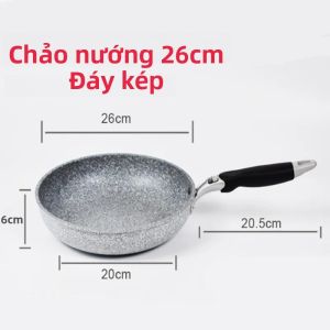 Chảo Rán Bằng Đá Bền 28cm Phủ Gốm Chống Dính Thân Thiện Với Môi Trường Tương Thích Với Bếp Từ & Bếp Gas Thích Hợp Nấu Bít Tết Dụng Cụ Nấu Ăn Nhà Bếp