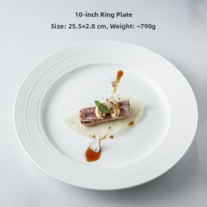 Luxurious Western Style Ceramic Dining Plate Round For Steak And Pasta