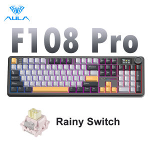 AULA F108/ F108PRO Customized Mechanical Keyboard 100% Full Keys Layout Hot-swappable Gaming Keyboard RGB Backlit Bluetooth/2.4G Wireless/Type-C Wired Tri-mode Connectionfor for Laptop PC