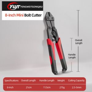 deli | 8Inch Mini Bolt Cutter Made Of Chrome-Vanadium Alloy Steel Used for Cut Wire Bar Steel Wire Chain Mesh Hand Hardware Tools