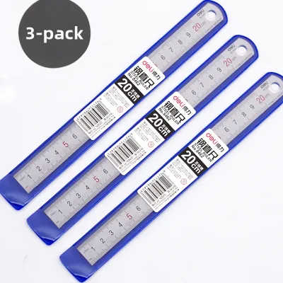 Deli Metal Steel Ruler 15/20/30cm Thick Stainless Steel Student Measurement Stationery Long Straight Ruler Drawing Tools