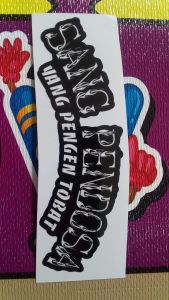 jual stiker bahan VINYL LAMINASI GLOSSY ukuran 10x4 cm ISI 3pcs stiker *SANG PENDOSA YANG PENGEN TOBAT*