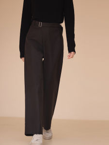 hacikis | New Simple Work Cotton Loose Slimming Wide Leg Pants With Belt
