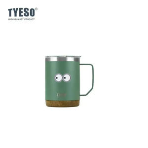 TYESO | Tyeso 530ml Vacuum Flasks with Cute Sticker Wood Grain Base Desktop Coffee Cup Mug Office Covered Drinking Stylish Functional