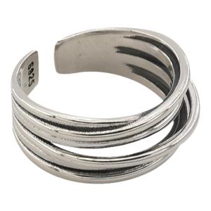 S(rr)mhyn Fashion Cross Wrapped Open Ring for Women Silver Plated Minimalist Design Alloy Material Non Celebrity Similar Style