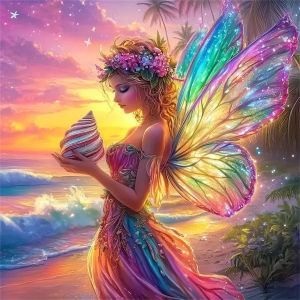 Huacan Fairy Diamond Painting Sunset Glow Beach 5D DIY Full Square Round Diamond Embroidery Home Decor New Arrivals 2025