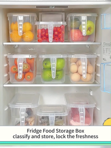 Fridge Organizer Box Transparent Food Storage Box with Handle Lid Fridge Storage Drawer Fridge Fresh Storage Box
