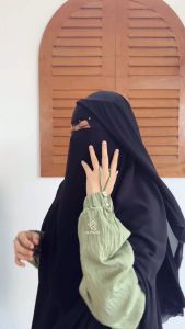 Alfajar - Niqab Cadar Yaman Bahan Sifon Silky Jetblack Dua Layer