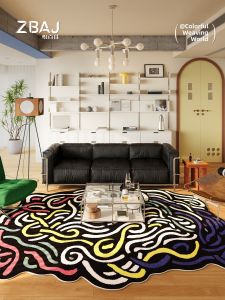 ZHIBAIJIA | Dopamine Colored Abstract Style Carpet Easy To Wipe