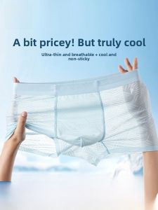 Miiow | MiiOW Ice Silk Mens Underwear 2025 New Summer Thin Seamless Youth Boys Boxer Shorts Anti-Bacterial Nylon Fabric Mid Waist Design