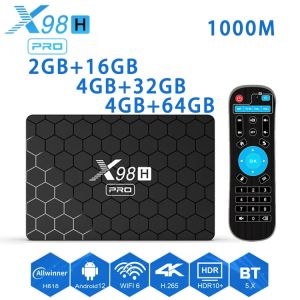 X98H Pro Smart TV Box - 1000 เมตร - Android 12 - Allwinner H618 - 4K, 6K - 64GB - WiFi, AV1, BT5, ดูอัล, เดียเพลย์ - ตั้งกล่องด้านบน