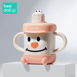 Beedoll Stainless Steel Straw Cup with Scale Anti-Fall Childrens Milk Drinking Cup Baby Rice Pudding Water Cup for Infants