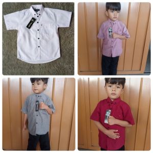 PAKET HEMAT KEMEJA ANAK 3-10TH POLOS LENGAN PENDEK