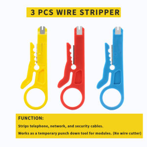 3 Pcs Wire Stripper & Punch Down Tool Set Multi-Function Stripping Tool for Network Telephone & Security Cables