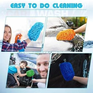 1/3/5pcs Car Wash Gloves Chenille Coral Fleece Gloves Double-Side Washing Wiper Towel Auto Dust Washer Car Cleaning Accessories