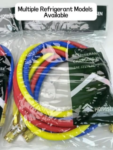 3PCS/Set R32/R410A/R22 Car Aircon Charging Hose For Manifold Gauge Brass Fitting Imported Rubber Low Permeation 0.9/1.2/1.5M