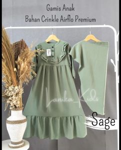 SELENA DRESS HIJAB KIDS BAHAN CRINKLE AIRFLOW GAMIS TERBARU DRESS VIRAL PLUS KERUDUNG