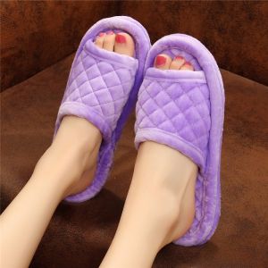 Plush Pure Cotton Fabric Cloth Bottom Slippers Mens and Womens Autumn and Winter Home Indoor Non-Hurt Wooden Floor Mute Soft Bottom Slippers