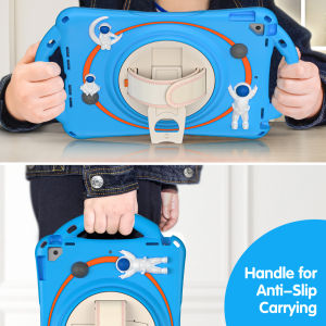 Zeallion Xoay Dây đeo tay trẻ em Vỏ máy tính bảng cho [Apple iPad Mini 6 9.7 2017 không khí 2 4 5 Pro 10.5 10.2 10 10.9 11 2022/2021/2020/2019/2018] bao gồm ốp điện thoại Silicone