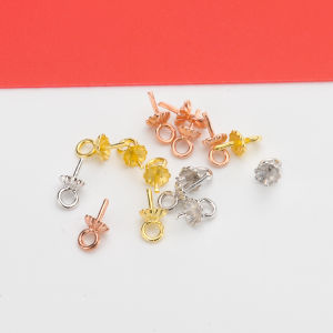 จี้หินมุกธรรมชาติ DIY 3M จี้หัวโลหะสีเงิน S925 จี้หัวโลหะสีเงินเปล่า จี้หัวโลหะสีเงินขนาดเล็ก อุปกรณ์ทำเครื่องประดับ