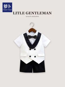 Boys Summer Suit Set Little Host Performance Clothes Handsome Floral Boys Outfit British Style Thin Material Childrens Clothing