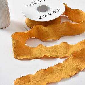 Ruộng Lụa Viền Nhăn 9 Mét/cuộn Rộng 4cm Màu Trơn Cổ Điển Hai Mặt Organza Dùng Gói Hoa Làm Nơ Phụ Kiện Tóc Trang Trí Thủ Công.