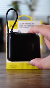 BUDI 10000 mAH PD 22.5W Compact Mini Power Bank Built-in Cable