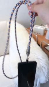 2-in-1 Mobile phone lanyard charging cable braided cable PD60W fast charge data cable type-c