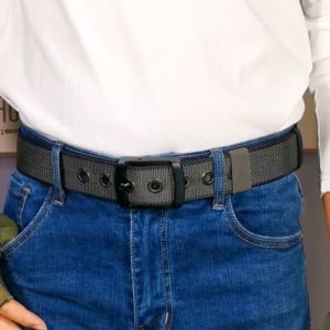 Men Belt Reversible Duo Colors Nylon Canvas Belt 2-in-1 Rotating Metal Pin Buckle Adjustable 120cm SG Stock