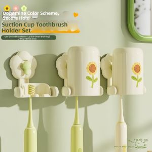 Bathroom Storage Organizer Wall-Mounted Toothbrush Holder No-Drill