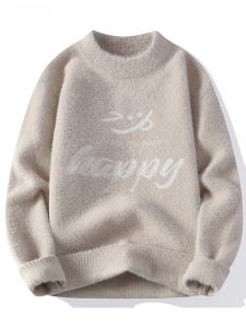 ROMON | Romon Mens Knitted Sweater Casual Loose Thickened Round Neck Winter Fashion Warm Long Sleeve Yarn Shirt For Young People