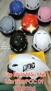 (P02 Kính Bấm Có Tăng Chỉnh) Mũ Xe Máy Độ Lên Tem POC BH 12 Tháng Full Túi POC Tai Mèo