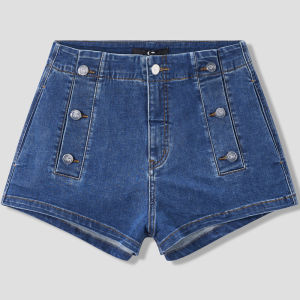 Six-button Denim Shorts Womens Summer
