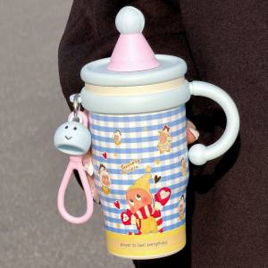 High Aesthetics Student Straw Thermos Cup Stainless Steel