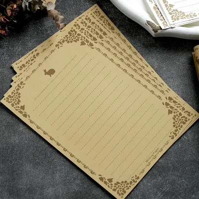 Retro Handwritten Letter Paper Blank White Paper with Horizontal Lines Simple Artistic Fresh Pink Business Stationery Supplies