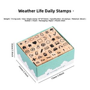 Weekly Digit Letter Geometric Shape Emoticon Stamps 42 Pieces