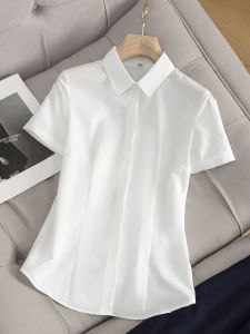 White Short Sleeve Shirt Womens Summer Thin Style Professional Interview Formal Commute Half Sleeve Career Blouse Workwear
