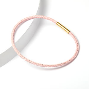 Macaron Color Steel Wire Bracelet for Women Perfect for Weekly Beads Gold and Orange Knitted Leather Red Bracelet by ZEALOVE