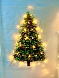 ป้ายผ้าลายต้นคริสต์มาสพร้อมไฟตกแต่ง