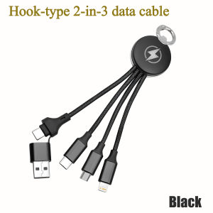 Multi Charging Cable Short Portable Hook Keyring 2 in 3 Fast Charger Cord PD 240W USB A/C to Type C For HUAWEI OPPO Phone