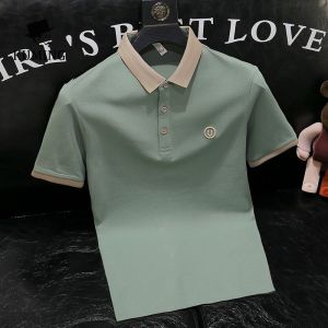 KUMING Polo Shirt Mens Short Sleeved T-shirt Casual 2024 New Embroidered Top Collar